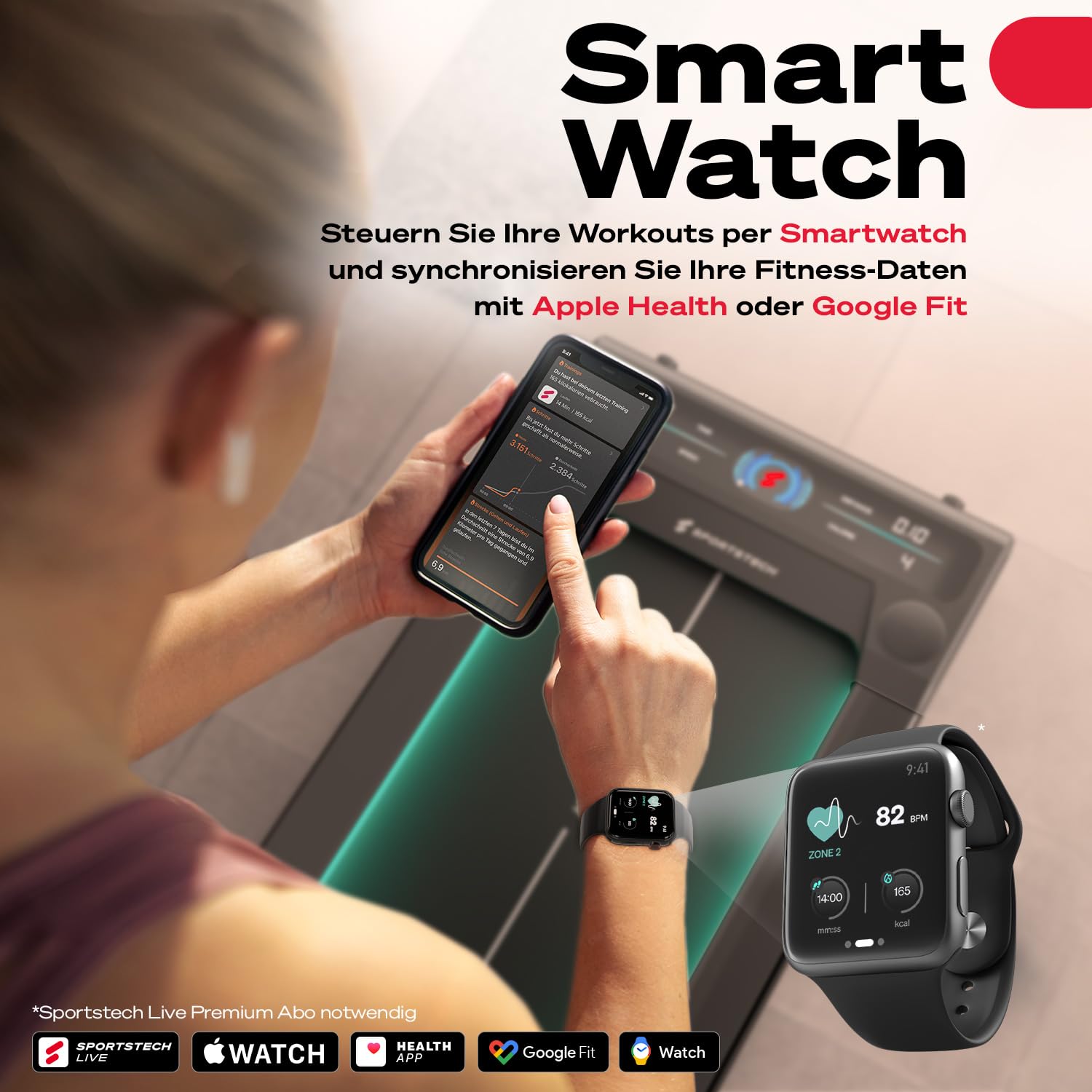 sWalk Walking Pad Laufband mit LED - Deutsche Qualitätsmarke - 1-6 km/h Geschwindigkeit mit interaktivem LCD-Display & App kompatibel - Flexibles Under Desk Schreibtisch Treadmill für Zuhause &Büro